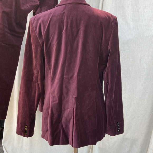 Ralph Lauren wine velvet stretch suit blazer jacket pants 14 XL - Picture 3 of 6